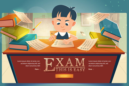 وکتور EPS رایگان پسر دانش آموز در حال امتحان دادن